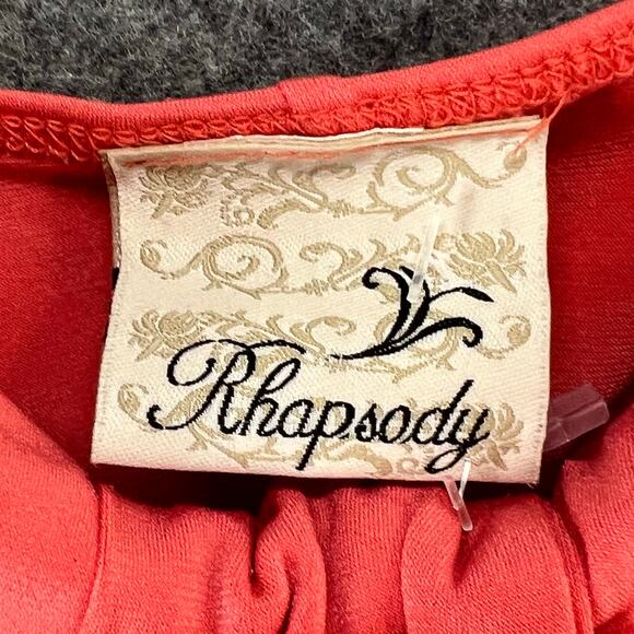 Rhapsody Y2K Strapless Dress Womens M Orange Bandeau Stretch Shark Bite Coquette - Picture 12 of 15